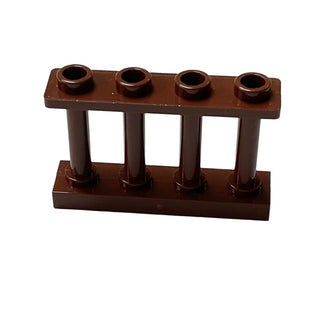 Fence 1x4x2 Spindled with 4 Studs, Part# 15332 Part LEGO® Reddish Brown  