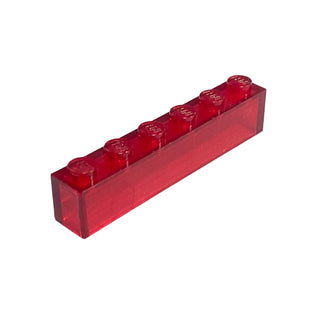 Brick 1x6 without Bottom Tubes, Part# 3067 Part LEGO® Trans-Red Very Good