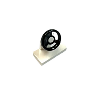 Vehicle, Steering Stand 1 x 2 with Black Steering Wheel, Part# 3829c01 Part LEGO® White  