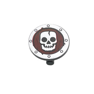 Minifigure Shield Circular/Round Flat Face with Skull Pattern, Part# 59231pb01 Part LEGO®