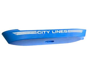 Boat, Hull Unitary 74 x 18 x 7 with Light Bluish Gray Top with White Stripes and 'CITY LINES' Pattern on Both Sides (Stickers), Part# 57789c01pb01 Part LEGO®   