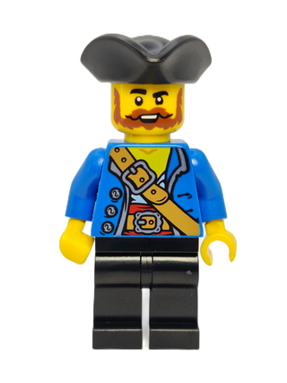 Pirate - Male, Black Tricorne, Dark Orange Mustache and Beard, pi197 Minifigure LEGO®   