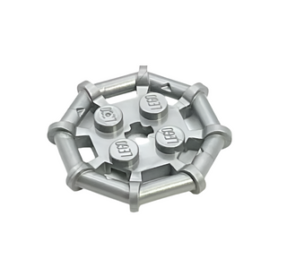 Plate, Modified 2x2 with Bar Frame Octagonal, Reinforced, Completely Round Studs, Part# 75937 Part LEGO® Flat Silver