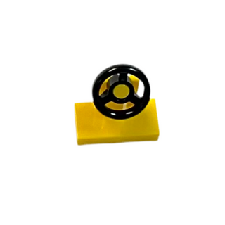 Vehicle, Steering Stand 1 x 2 with Black Steering Wheel, Part# 3829c01 Part LEGO® Yellow  