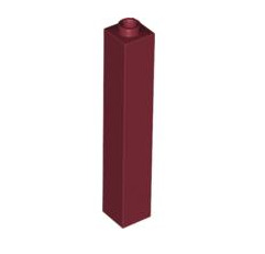 Brick 1x1x5 (Hollow Stud), Part# 2453a Part LEGO® Dark Red  