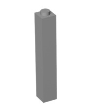 Brick 1x1x5 (Solid Stud), Part# 2453b Part LEGO® Light Bluish Gray  