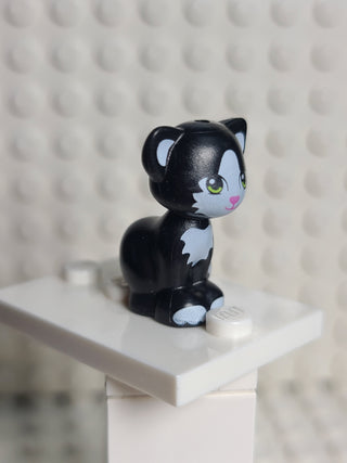 Cat, Sitting, Black w/ White Patches Pattern (Felix) LEGO® Animals LEGO®   