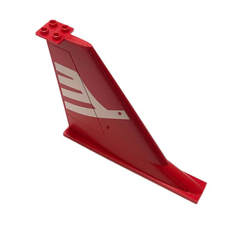 Tail 14x2x8 with White Airline Bird Pattern on Both Sides, Part# 54094pb01 Part LEGO® Decent - Red  