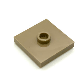 Plate, Modified 2x2 with Groove and 1 Stud in Center (Jumper), Part# 87580 Part LEGO® Dark Tan  