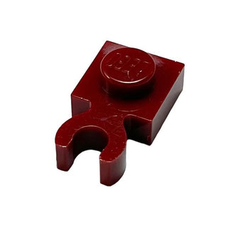 Plate, Modified 1x1 with Open O Clip Thick (Vertical Clip), Part# 4085d Part LEGO® Dark Red  