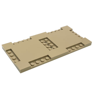 Brick Modified 8x16x2/3 with 1x4 and 2x4 Indentations, Part# 71772 Part LEGO® Dark Tan Very Good