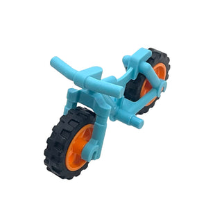 Bicycle Heavy Mountain Bike with Orange Wheels and Black Tires, Part# 36934c06 Part LEGO® Medium Azure