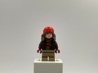 Hermione Granger - Reddish Brown Jacket with Dark Red Scarf, Dark Tan Medium Legs, Reddish Brown Hair with Red Beanie, hp460 Minifigure LEGO®   