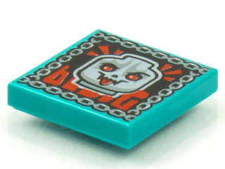 Tile 2 x 2 with Groove with BeatBit Album Cover - Skull with Red Eyes and Tongue Pattern 3068bpb1548  LEGO®   