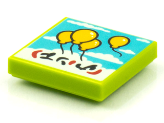 Tile 2 x 2 with Groove with BeatBit Album Cover - Four Floating Yellow Balloons in Sky Pattern, 3068bpb1572  LEGO®   