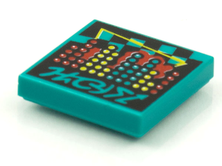 Tile 2 x 2 with Groove with BeatBit Album Cover - Red, Yellow and Dark Turquoise Dots Pattern, 3068bpb1612  LEGO®   