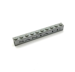 Brick 1x10 with 'Santa Fe' Pattern (Sticker), Part# 6111pb003 Part LEGO® Light Gray - Decent Condition  