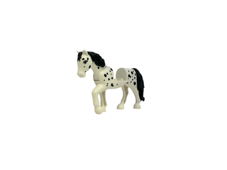 Horse with 2 x 2 Cutout and Movable Neck with Molded Black Tail and Mane and Printed Black Spots Pattern, bb1279c01pb03