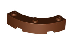 Brick Round Corner 4x4 Macaroni Wide with 3 Studs, Part# 48092 Part LEGO® Reddish Brown  