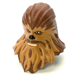 Large Figure Head Modified SW Wookiee with Medium Nougat Fur Pattern (Chewbacca), Part# 35031c01pb01 Part LEGO® Very Good  