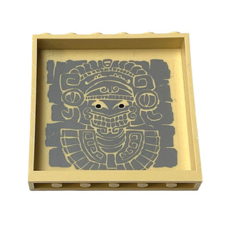 Panel 1x6x5 with Aztec Head with Curved Headdress and Necklace on Stone Pattern on Inside (Sticker), Part# 59349pb044 Part LEGO® Tan Very Good