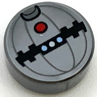 Tile Round 1x1 with SW Thermal Detonator with Red Button Pattern, Part# 98138pb008 Part LEGO® Flat Silver  