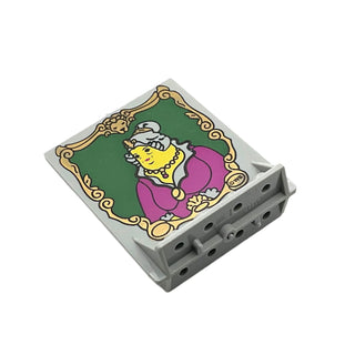 Door 2x5x5 Swivel, Bracket Base with HP The Fat Lady Portrait Pattern, Part# 40249px2 Part LEGO® Light Gray Very Good