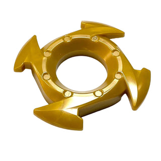 Ring 4x4 with 2x2 Hole and 4 Arrow Ends (Ninjago Spinner Crown), Part# 98341 Part LEGO® Pearl Gold  