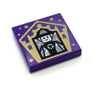 Tile Decorated 2x2 with Chocolate Frog Card Minerva McGonagall Pattern, Part# 3068pb1746 Part LEGO® Dark Purple  