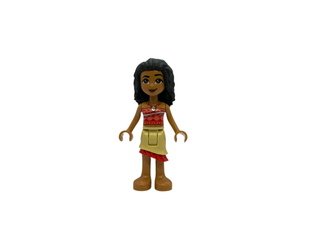 Moana (Medium Nougat) - Mini Doll, Coral and Red Strapless Top, Tan Layered Skirt with Red Ruffle, Black Hair, moa004 Minifigure LEGO®   