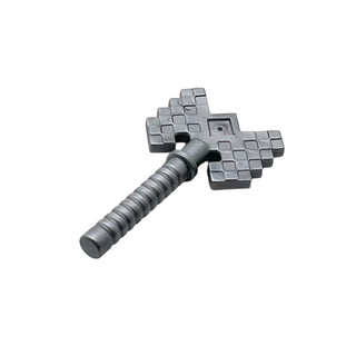 Minifigure, Weapon Axe, Double Headed, Pixelated (Minecraft), Part# 65505b Part LEGO® Flat Silver (Iron)