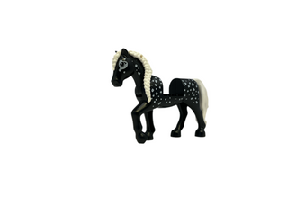 Horse with 2 x 2 Cutout and Movable Neck with Molded White Tail and Braided Mane and Printed White Spots Pattern, bb1279c02pb01