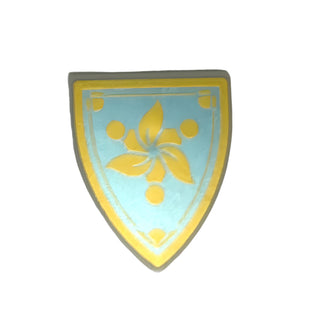 Minifigure Shield Triangular Short with Gold Flower and Border on Metallic Light Blue Background Pattern, Part# 3846pb043 Part LEGO®