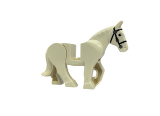 Horse, Movable Legs with Black Eyes, White Pupils, and Single Silver Buckle on Black Bridle Pattern, 10352c01pb06 Minifigure LEGO®