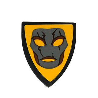 Minifigure Shield Triangular Short with Dark Bluish Gray Mask with Cracks on Bright light Orange Background (Sticker), Part# 3846pb045 Part LEGO®