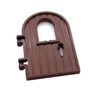 Door 1x4x6 Round Top with Window and Keyhole, Reinforced Edge, Part# 64390 Part LEGO® Reddish Brown