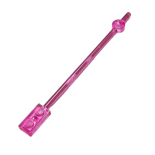 Bar 12L with 1 x 2 Plate End Solid Studs and 1 x 1 Round Plate End, Part# 42445 Part LEGO® Trans-Dark Pink  