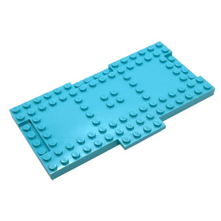 Brick, Modified 8x16x2/3 with 1x4 Indentations and 1x4 Plate, Part# 18922 Part LEGO® Medium Azure