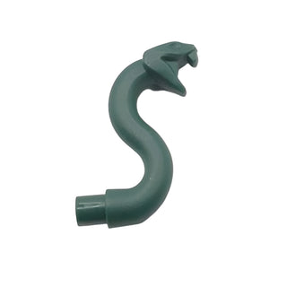 Snake Head with Open Mouth, Fangs and Curved Neck with Bar, Part# 28588 Part LEGO® Dark Green