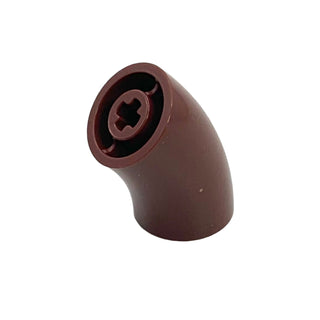 Brick, Round 2x2 D. 45 Degrees Elbow (25.5 mm Standing Height), Part# 65473 Part LEGO® Reddish Brown