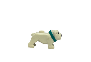 Bulldog- Molded Dark Turquoise Collar and Printed Black Eyes, Eyebrows, Nose and Mouth, and Gold Tooth Pattern, 65388pb03 Minifigure LEGO®