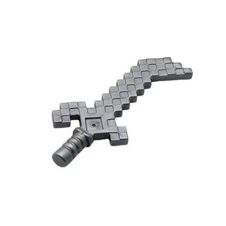 Minifigure, Weapon Cutlass Pixelated (Minecraft), Part# 65505d Part LEGO® Flat Silver (Iron)