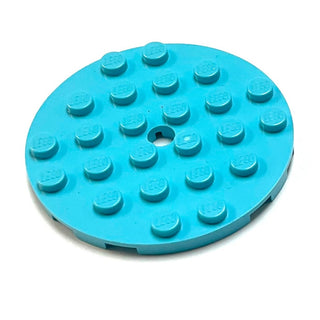 Plate Round 6x6 with Hole, Part# 11213 Part LEGO® Medium Azure  