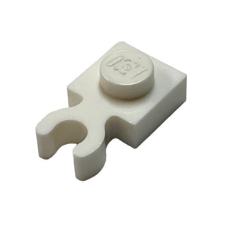 Plate, Modified 1x1 with Open O Clip Thick (Vertical Clip), Part# 4085d Part LEGO® White  