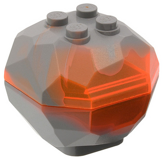 Rock Boulder, Part# 30294c01 Part LEGO® Marbled Dark Bluish Gray & Trans-Neon Orange  