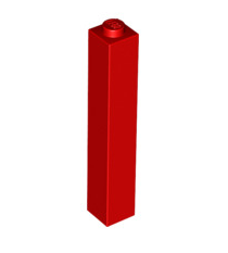 Brick 1x1x5 (Hollow Stud), Part# 2453a Part LEGO® Red  