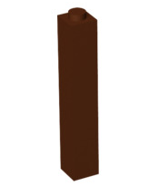 Brick 1x1x5 (Solid Stud), Part# 2453b Part LEGO® Reddish Brown  