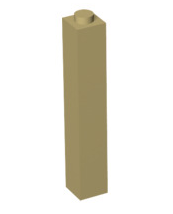 Brick 1x1x5 (Solid Stud), Part# 2453b Part LEGO® Tan  