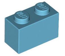 Brick 1x2, Part# 3004 and 3065 Part LEGO® Medium Azure  