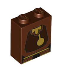 Brick 1x2x2 with Cogsworth Pattern, Part# 3245cpb080 Part LEGO® Reddish Brown  